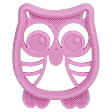Nuby 矽膠造型舒緩固齒器, 貓頭鷹 粉紫色, 1個