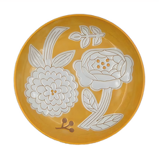有種創意 日本美濃燒 粉染花朵小盤, 芥末黃, 1個
