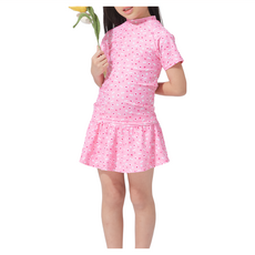 Summer love 夏之戀 loveteen kids 小女短袖上衣+褲連裙+泳帽2件式