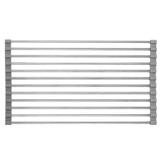 捲簾式水槽瀝水架 12管 不鏽鋼+矽膠 基礎款, 方形, 1個