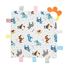 Vanibaby 豆豆絨咬咬安撫巾 可入口, 安撫巾 + 固齒器 + 標籤, 木馬款, 1條