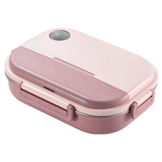 MASIONS 美心 可微波 PREMIUM 皇家316不鏽鋼分隔保溫便當盒 五格 附餐具/湯碗, 1個, 粉色