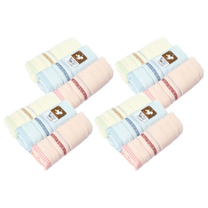 Jean Piin 花藤蔓緹花毛巾 柔軟吸水細支紗, 黃色 + 藍色 + 粉色, 12條