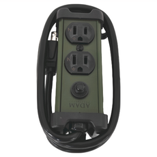 ADAMOUTDOOR 金屬2座延長用電源線組，鋁合金外殼，過載自動斷電保護, 1m, 軍綠色, 1組