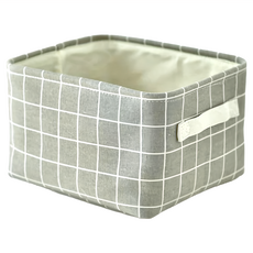 G054 NS-G054 棉麻收納籃 寬款/矮款6入1組, 灰格, 20 x 13 x 16cm, 6個