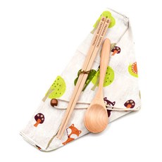 台灣檜木環保筷組 動物森林款, 台灣檜木筷 + 荷木湯匙 + 棉布收納包, 動物森林款 木色, 1組