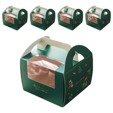 6吋開窗蛋糕盒森林甜點 Set 5 適用於盛裝各式烘焙產品 手提攜帶設計, 1組