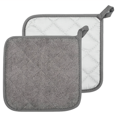 AHOYE 塗銀布防燙墊/隔熱手套/鍋墊2件組, 1組, 灰色 + 白色