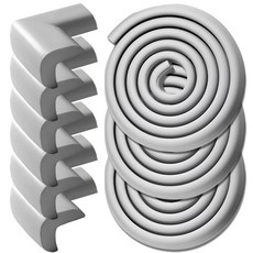 WONDER PAPA 壓花防撞邊條3入 + 防撞角6入套組, 灰色, 1組