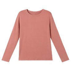 KR SKANGEL 撞色拉格蘭長袖打底衫 - 西柚紅 柔軟親膚面料