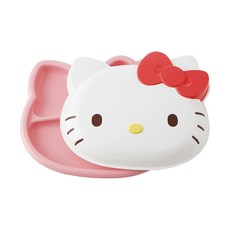 Skater HELLO KITTY 大臉造型三格微波餐盤 附蓋, 白色, 215 x 250 x 60mm, 1個