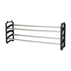 伸縮鞋架, 2層 塑膠 不鏽鋼 長44.5~83.3x寬18x高33cm, 金屬銀, 1個