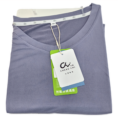 CHEAUCHI 巧奇 COOL涼T V領中性素T 100%尼龍 吸濕彈性長纖維, M, 夏霧藍