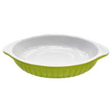 LiEbE 波浪橢圓形耐熱全瓷焗烤盤 23cm 綠色, 1個