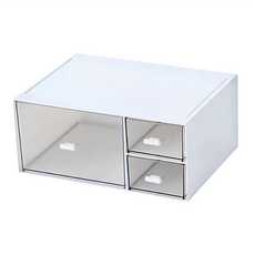 小麥購物 桌面抽屜收納盒 加高三格 C157 23 x 16.7 x 10cm 616g, 白色, 2層