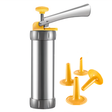 Tescoma 餅乾擠花槍 4花嘴+餅乾擠花模組, 銀色 + 黃色, 1組