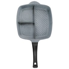 PLUS PERFECT 理想 適用電磁爐 極緻鑄造三格平煎鍋, 28cm, 1個