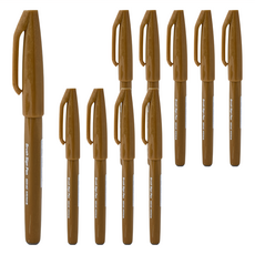 Pentel 柔繪筆 SES15C-Y 簽字筆 10支裝, 黃土, 1盒, 1色