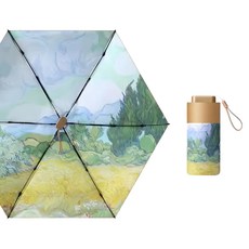 Well Life 悅生活 GoTrip微旅行 古典油畫極輕六折抗紫外線晴雨傘 Set 2支, 外花內黑, 白玫瑰/粉芍藥/麥田與柏樹/月下玫瑰