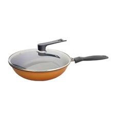 炭之鼎 台製 電磁爐適用大富鍋 遠紅外線備長炭6層結構專利炒菜鍋/航鈦合金不沾鍋 鍋身30 x 7cm 握把18cm 1.23kg + 鍋蓋29.5 x7cm 把手16cm 0.93kg, 單柄, 大富鍋 + 可立式玻璃鍋蓋, 1組