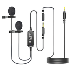 CKMOVA 全向電容式雙頭領夾式麥克風 適用手機/相機/混音器/PC電腦 降噪清晰音質, LCM6D, 黑色