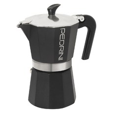 PEDRINI Aroma 義式摩卡壺 6杯 黑色 輕鬆享受濃郁咖啡, 1個