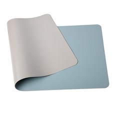 ezlife 雙面拼色防水皮革滑鼠墊/餐桌墊 70 x 35cm, 銀色 + 天藍色, 1個
