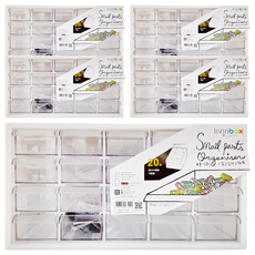 livinbox A9-520 小型零件分類箱 附20片隔板 可壁掛, 白色, 5個