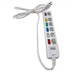 Qonnect 7開6插2P高溫斷電延長線, 1.8m, 白色, 1條