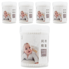 KU.KU Duckbill 酷咕鴨 純棉精製 細軸棉花棒, 100%純棉 無染色 無螢光劑 台灣製造 260支, 5罐