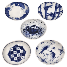 魯山人 橢圓碟木盒 Set 5, 混合色, 1組