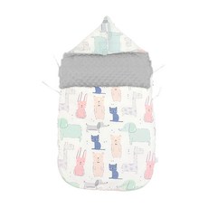 我家寶貝嬰幼兒純棉防驚跳豆豆絨睡袋 厚新生兒抱被含保暖披肩 108 x 52cm, Q萌寵