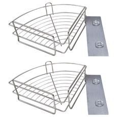 Easy 易立家 304不鏽鋼扇形角落架 Set, 無痕掛勾, 23x23x10cm, 防水防鏽, 銀色, 2個