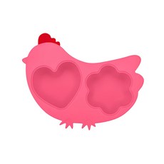 Inno Baby 歡樂小雞矽膠蒸盤，食品級矽膠製成, 兩格分隔設計, 適用於烤箱、微波爐, 冰箱, 單件, 桃紅色, 1個