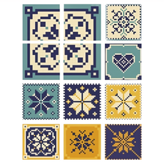 元素生活館 花磚壁貼 D08 12片組 PVC材質 防水防火防曬防刮耐高溫易清洗, 多色, 1組