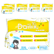 Dailix 吸血鬼 超瞬吸淨味乾爽衛生棉 0.08公分超薄棉體, 日用型(24.5cm), 9片, 6包