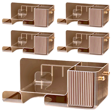 RYDOLL 無痕免釘壁掛 吹風機置物架, 尺寸21.8cmX11cmX8.6cm, PET/PP材質, 透咖色, 5個