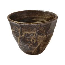 古伊賀削紋茶杯，陶瓷材質，適用溫度-30°C~100°C，日本產, 1個