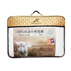Roberta Colum 諾貝達卡文 100%純淨小羊毛被 雙人, 白色