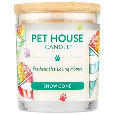 PET HOUSE 室內除臭寵物香氛蠟燭，大雪錐冰沙，天然大豆蠟，持續使用時間長達60小時, 255g, 1罐