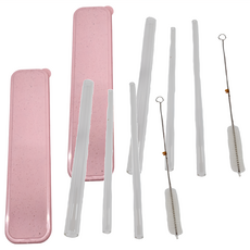 玻璃平口吸管五件組 高硼矽玻璃材質, 1組, 2個