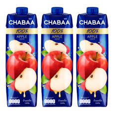 CHABAA 啜吧 100%蘋果汁 泰國原裝進口 原汁原味, 1L, 3瓶