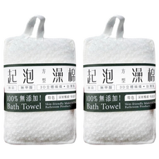 即室好物 無染起泡沐浴澡棉, 台灣製 100%無添加 無染色 無甲醛 快速起泡, 白色, 2個, 1個