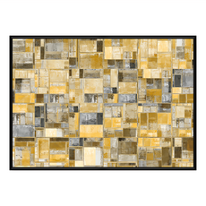 靜靜的秋天 金色和灰色幾何抽象藝術畫, 黑色