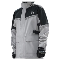 時尚潮流兩件式雨衣/風衣外套/防水外套 Set 防水指數10000mmH20, 3XL, 灰黑色