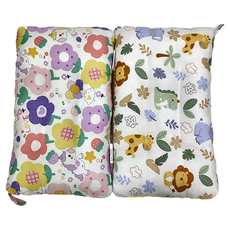 100%純棉可水洗兒童枕頭 2入組, 43 x 28 x 6cm, 小夥伴 + 花朵獨角獸