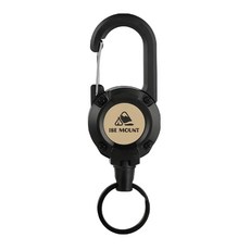 ISE MOUNT 小島嶼山 輕量型金屬繩伸縮扣環 使用完自動回彈 防丟 超大戶外掛扣, 黑色, 1個