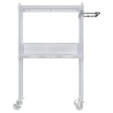 dayneeds 日需百備 含輪高 二層沖孔烤漆推車 圍籬版 沖孔推車/微波爐架/層架/鐵架, 白色, 1個
