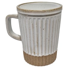 JUST HOME 霧夜白線條附蓋杯 2入組 250ml, 霧夜白線條 + 棕色, 1組