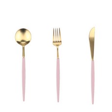 BSF Eiffel Gold 西式餐具組 包含 1人份, 甜點湯匙 + 叉子 + 刀子, 粉紅色, 1組
